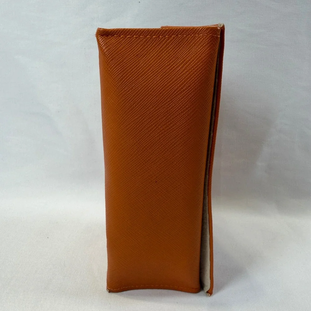 Tory Burch Eyeglass Case Womens OS Orange Saffiano Leather Robinson Logo Pouch